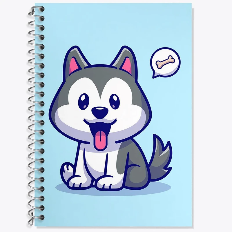 دفتر لغت 50 برگ خندالو مدل سگ هاسکی کد 25421