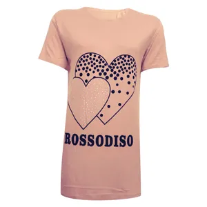 تی شرت آستین کوتاه زنانه مدل دو قلب نخی ویسکوز نگینی کد tm-1980 