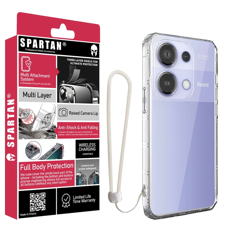 کاور اسپارتان مدل Airbag Four-Sided Apple Strap مناسب برای گوشی موبایل شیائومی Redmi Note 13 Pro 4G به همراه بندآویز