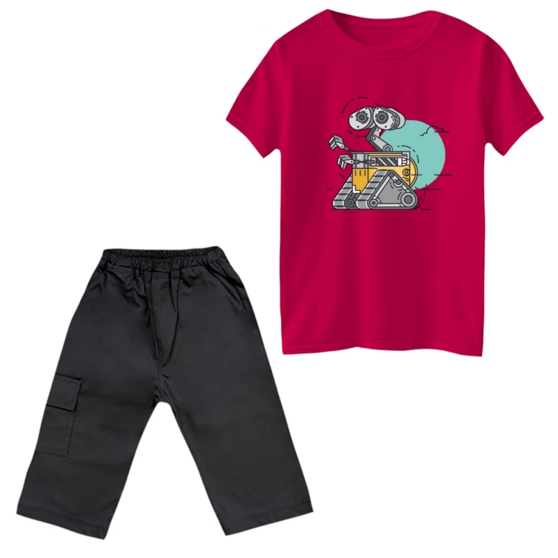 ست تی‌شرت و شلوارک پسرانه مدل والی کد 3