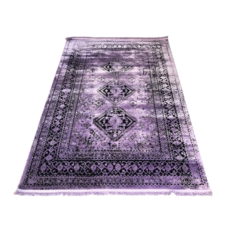 فرش ماشینی 1200 شانه زمینه بنفش حاشیه بنفش مدل مرسانا