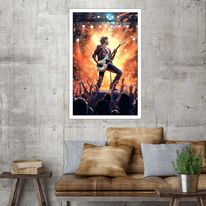 تابلو نوری بکلیت طرح آلات موسیقی و نوازنده گیتار مدل W-MID-17763