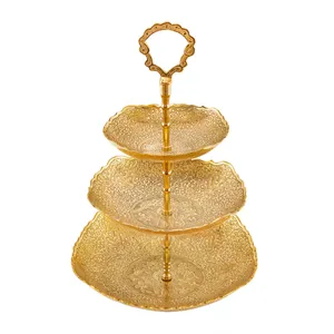 شیرینی خوری برنجی مدل سه طبقه طرح طاووسی کد 5130