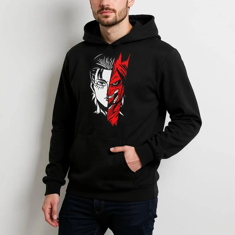 هودی مردانه مدل انیمه ای اتک ان تایتان کد anm050