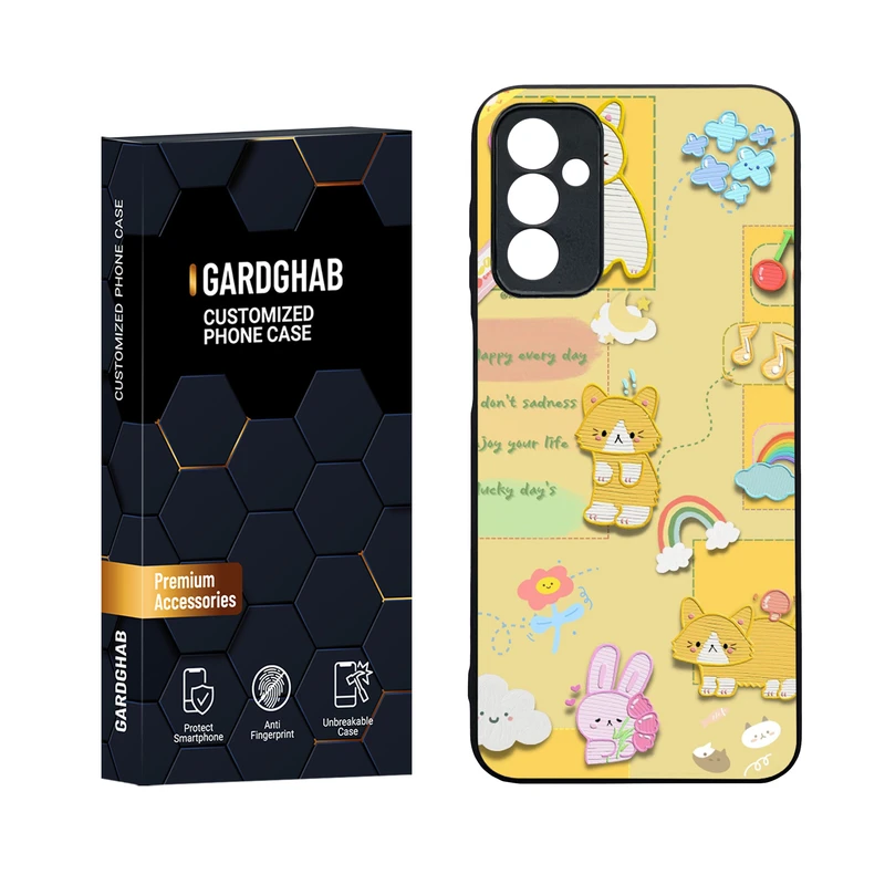 کاور گارد قاب مدل دورژله ای پشت گلس فانتزی مناسب برای گوشی موبایل سامسونگ Galaxy M13 4G