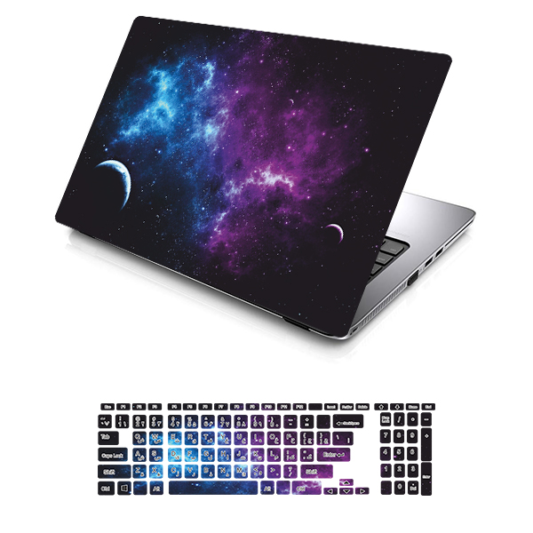 استیکر لپ تاپ توییجین و موییجین طرح Space کد 50 مناسب برای لپ تاپ 13 اینچ به همراه برچسب حروف فارسی کیبورد