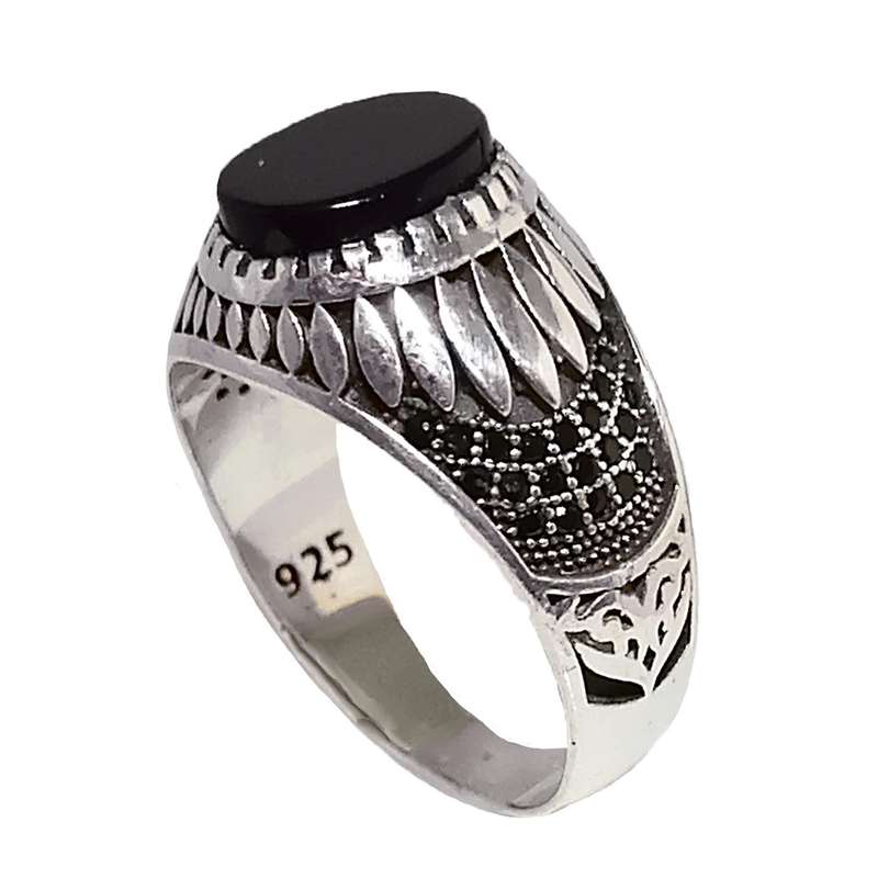 انگشتر نقره مردانه مدل عقیق اسپرت MS9016