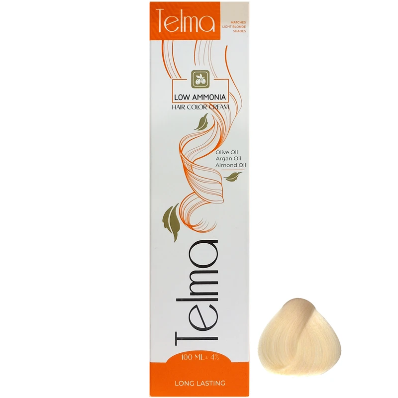 رنگ مو تلما مدل Low Ammonia شماره 12.0 حجم 100 میلی لیتر رنگ بلوند پلاتینه خیلی خیلی روشن