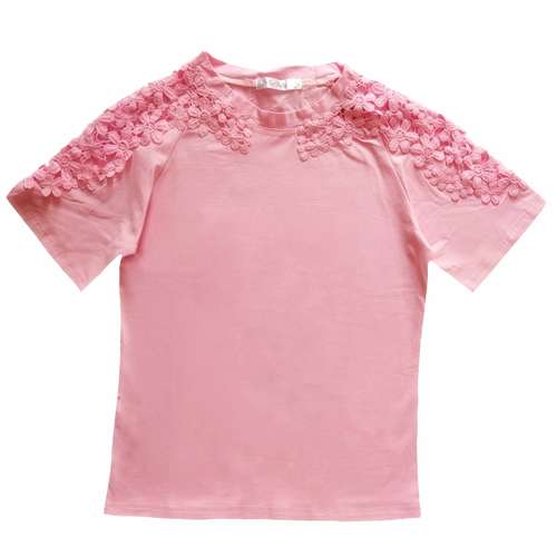 بلوز آستین کوتاه زنانه مدل مجلسی گیپور گلدار