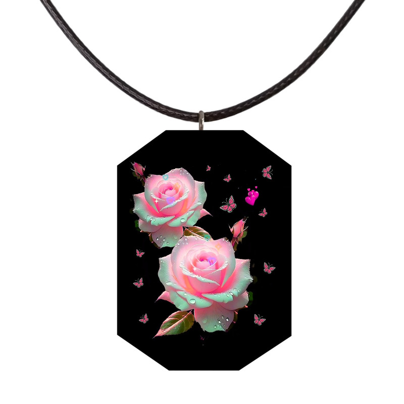 گردنبند مدل رزینی رز شبتاب E4 گردنبند مدل رزینی رز شبتاب E4