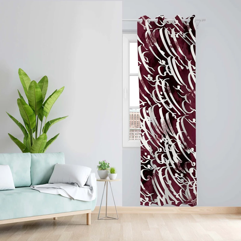 پرده طرح شعر مدل مخمل پانچی کد 5407R z سایز 140x200 سانتی متر