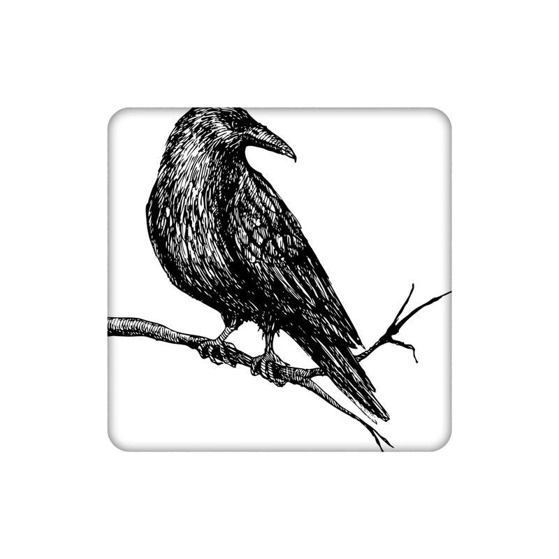 زیرلیوانی طرح کلاغ سیاه سفید کد    5264343