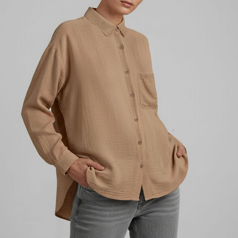 شومیز آستین بلند یقه برگردان زنانه ال سی وایکیکی مدل W464722Z8