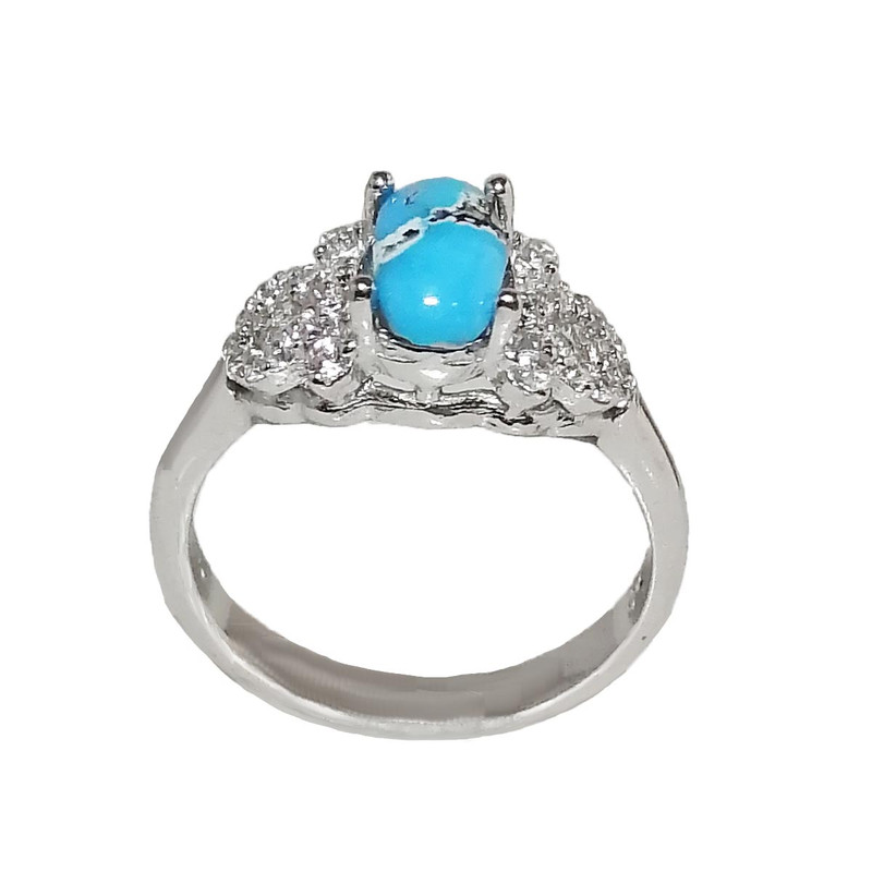 انگشتر نقره زنانه مدل فیروزه نیشابور FW3078 انگشتر نقره زنانه مدل فیروزه نیشابور FW3078