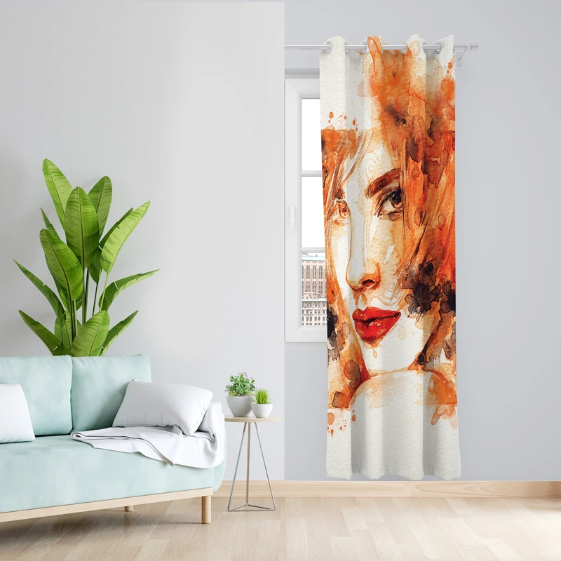 پرده طرح چهره مدل مخمل پانچی کد L 609 Z سایز 140x200 سانتی متر