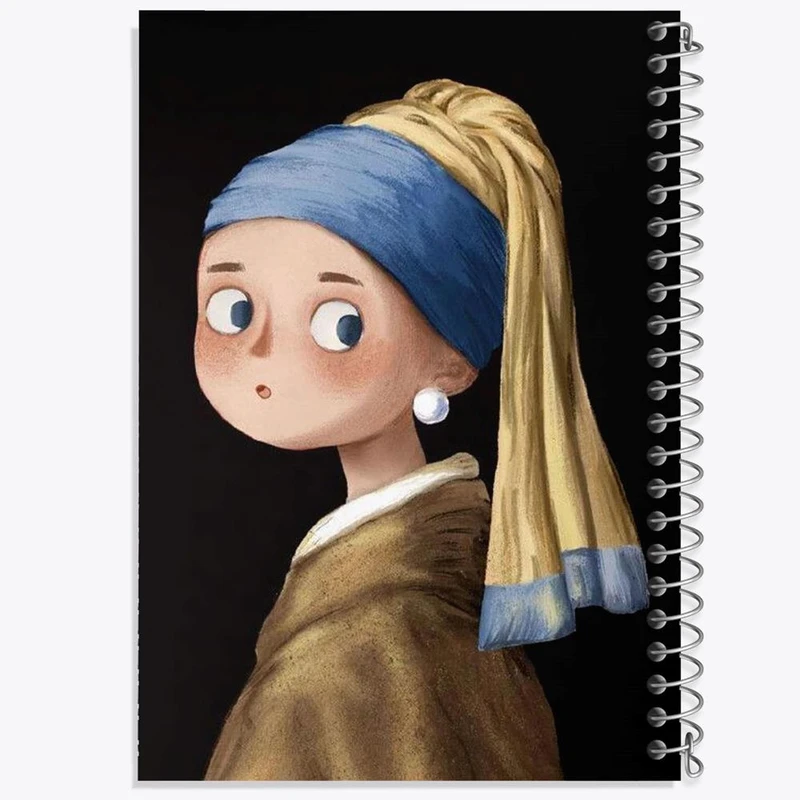 دفتر نقاشی 50 برگ خندالو مدل دختری با گوشواره مروارید  کد 23366