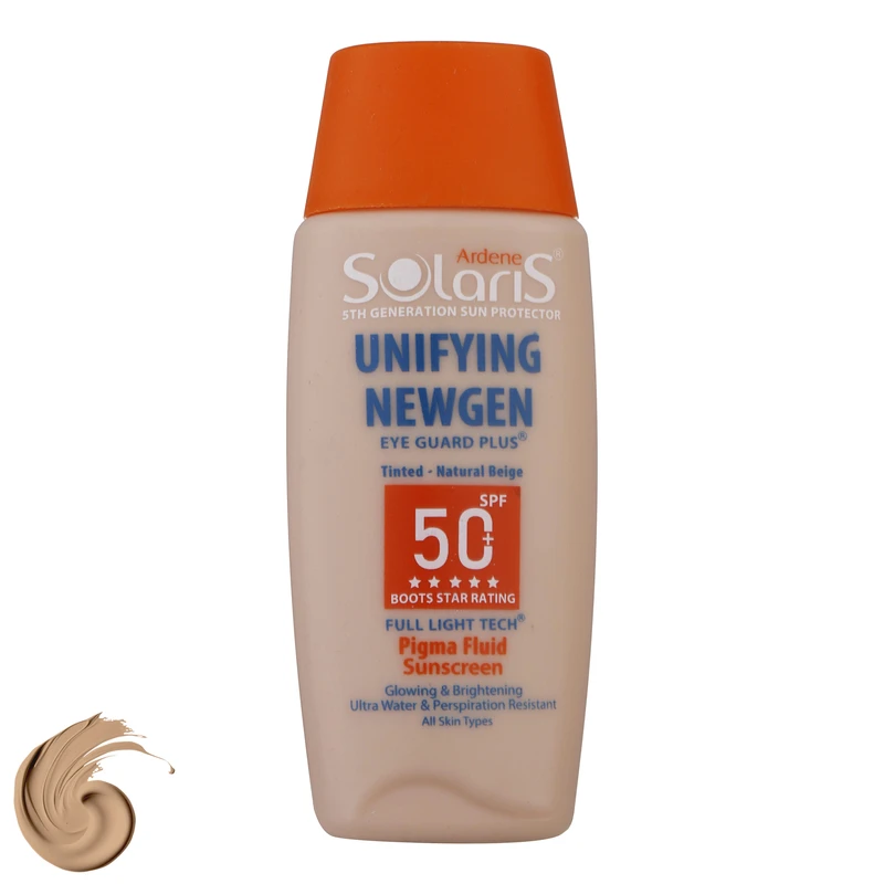فلوئید ضدآفتاب رنگی آردن سولاریس +SPF50 مدل Unifying Newgen مناسب انواع پوست، حجم 75 میلی‌لیتر