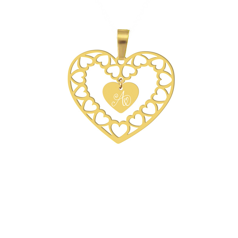 آویز گردنبند هایکا طرح قلب و حرف لاتین A مدل ha 180