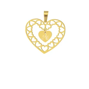 آویز گردنبند هایکا طرح قلب و حرف لاتین A کد ha180