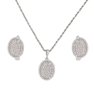 نیم ست نقره زنانه مدل بیضی کد M1139s