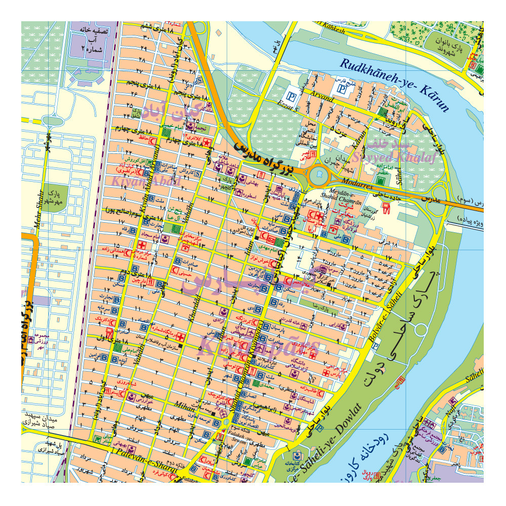 نقشه گردشگری شهر اهواز انتشارات گیتاشناسی نوین کد 1556 L