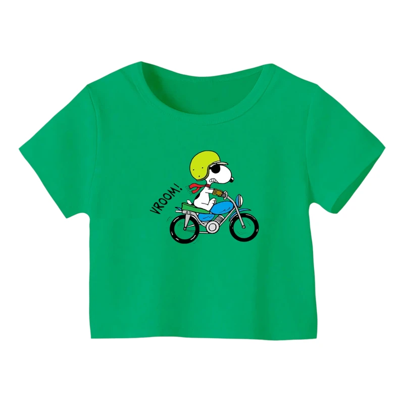 کراپ‌ تی‌شرت آستین کوتاه زنانه مدل اسنوپی کد 2