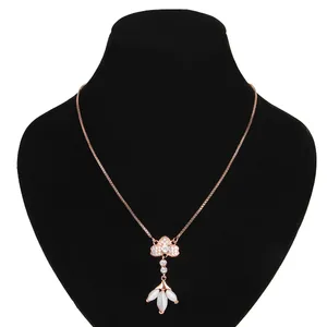 گردنبند نقره زنانه بازرگانی میلادی مدل سنگ اونیکس آویزگل کد GAR_114