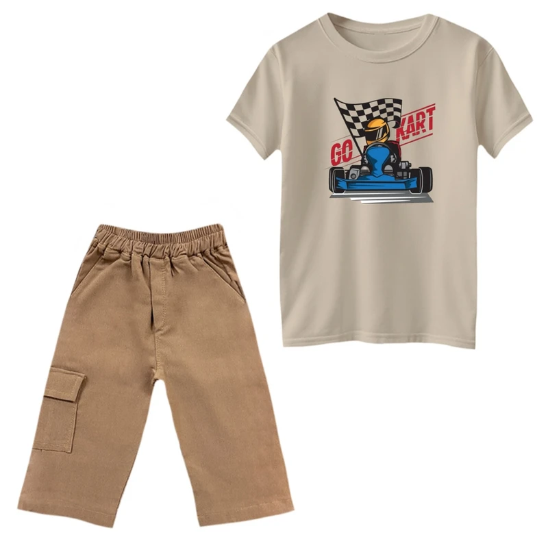 ست تی‌شرت و شلوارک پسرانه مدل ماشین کد 2