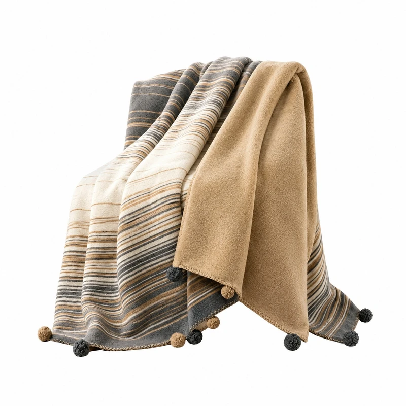 پتو مسافرتی 2 نفره ازدیلک مدل Stripe Ponponlu C.F سایز 180x220 سانتی‌متر