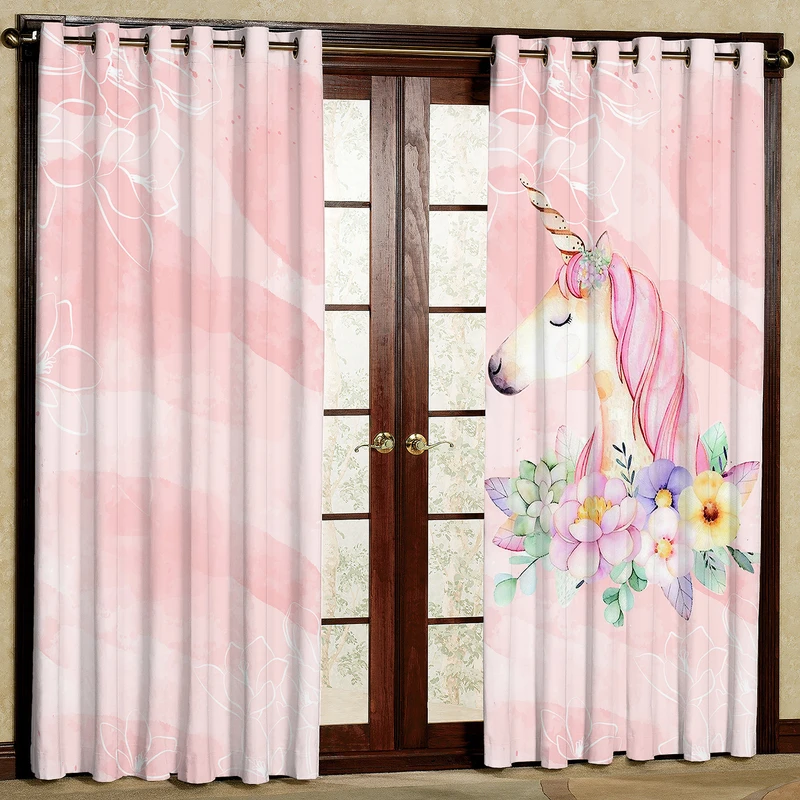 پرده مدل اسب تک شاخ مخمل پانچی کد 4833 سایز 140x200 سانتی متر