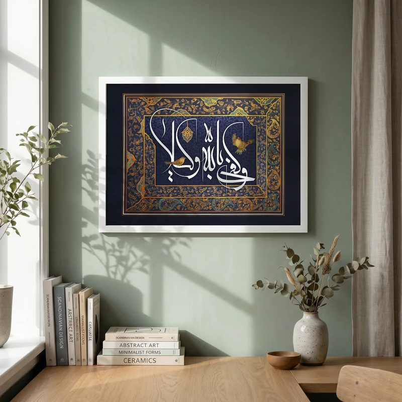 تابلو طرح وكفي بالله وكيلا مدل G14916 فریم سفید