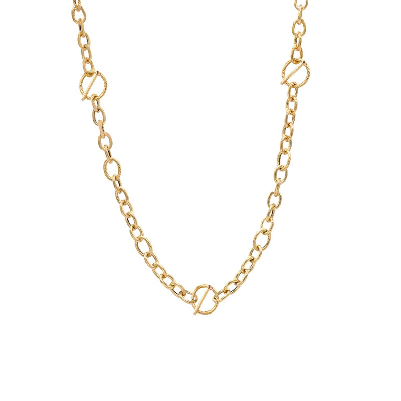 گردنبند طلا 18 عیار زنانه با طرح کابلی الی گالری مدل دیوید یورمن و محور سه