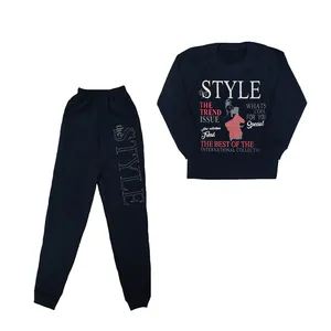 ست تی شرت و شلوار دخترانه مدل BT رنگ سرمه ای