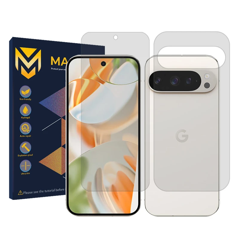 محافظ صفحه نمایش شفاف مستر مدل Resistant مناسب برای گوشی موبایل گوگل Pixel 9 Pro به همراه محافظ پشت گوشی