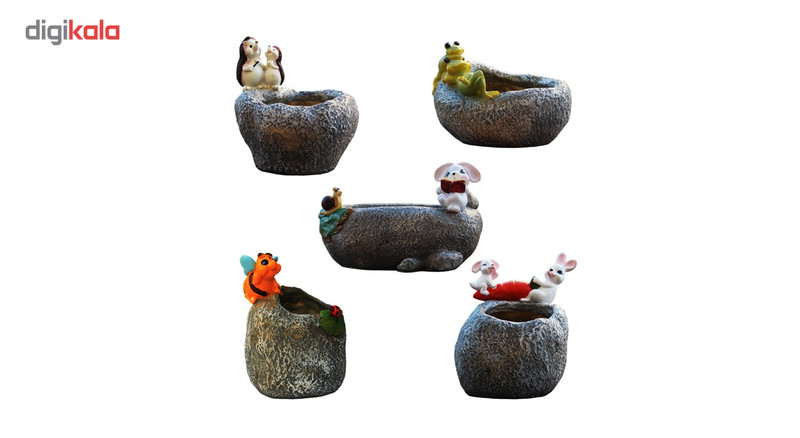 گلدان دکوگل طرح سنگی حیوانات مدل DG032-36 مجموعه 5 عددی گلدان دکوگل طرح سنگی حیوانات مدل DG032-36 مجموعه 5 عددی