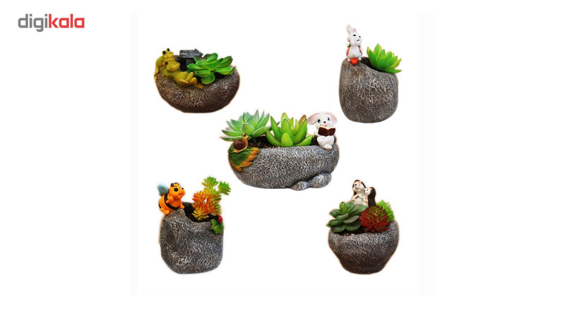 گلدان دکوگل طرح سنگی حیوانات مدل DG032-36 مجموعه 5 عددی گلدان دکوگل طرح سنگی حیوانات مدل DG032-36 مجموعه 5 عددی