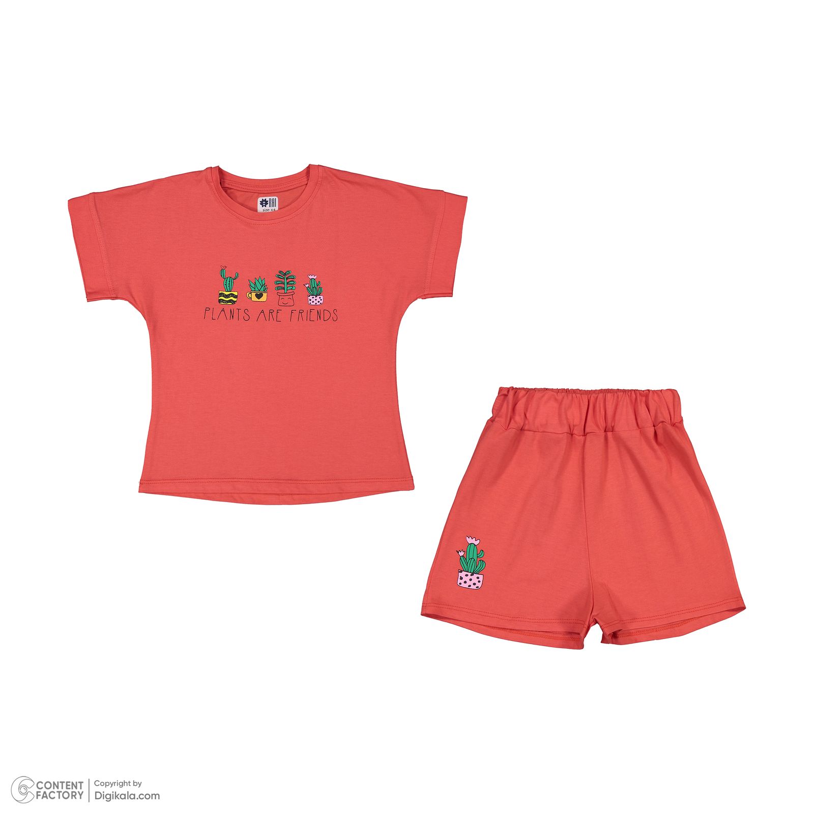 ست تی شرت آستین کوتاه و شلوارک دخترانه مادر مدل گاردن کد 92-25 رنگ گلبهی -  - 3
