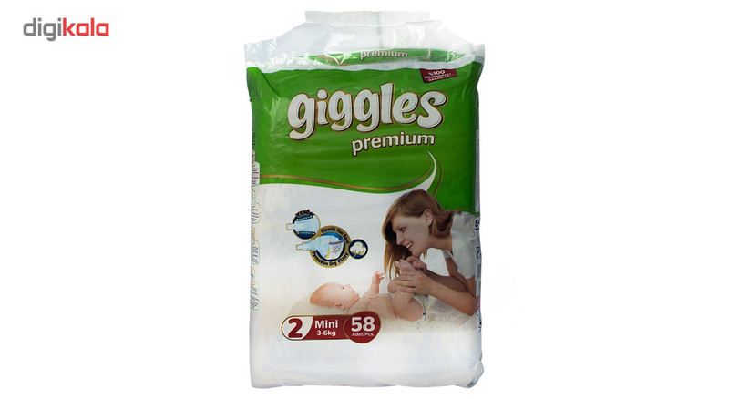پوشک بچه مدل giggles کدPGB-03 سایز 2 بسته 58 عددی پوشک بچه مدل giggles کدPGB-03 سایز 2 بسته 58 عددی
