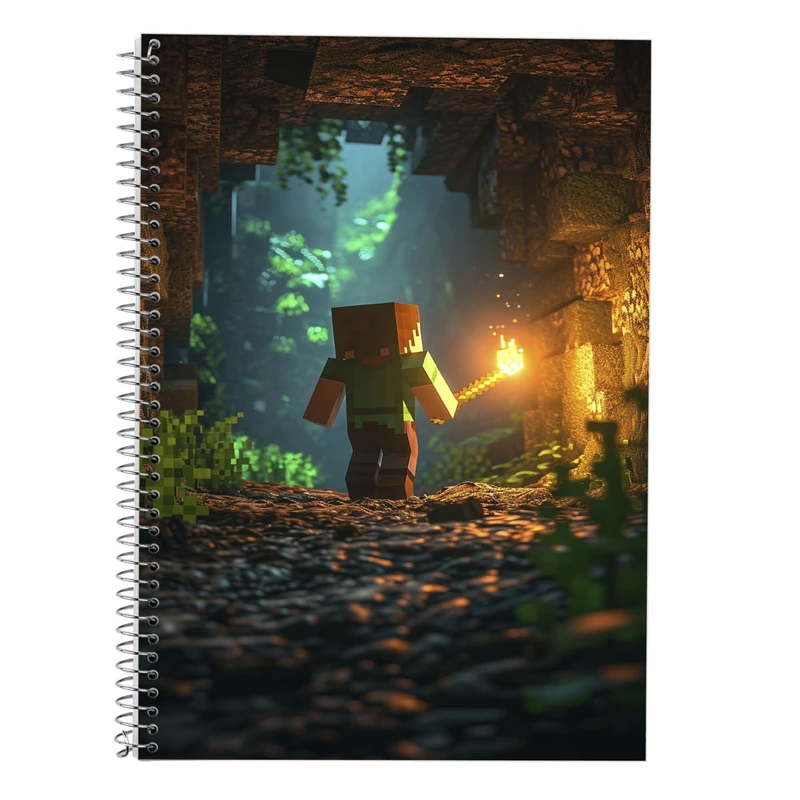 دفتر زبان 50 برگ مدوپد مدل دو خط طرح ماینکرفت minecraft کد DF14010