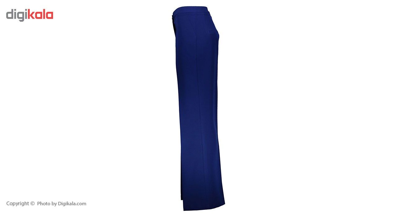 شلوار زنانه دمپا گشاد پارچه ای آبی کاربنی مدل 198 -  - 5