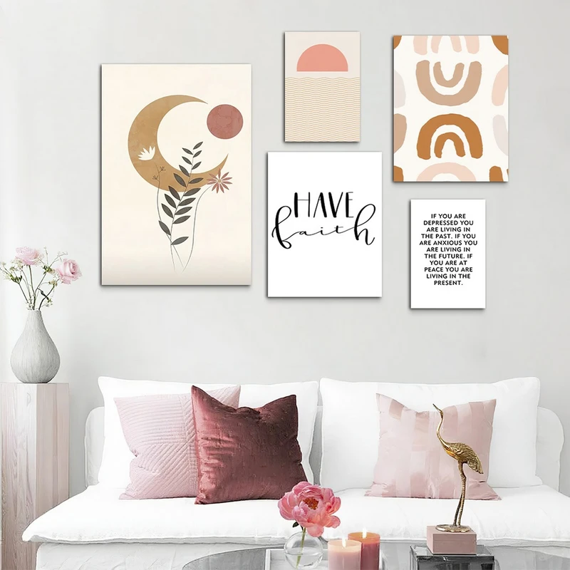 تابلو شاسی بکلیت طرح جمله انگیزشی و ماه مدل SH-1103 مجموعه 5 عددی