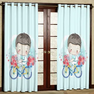 پرده مدل پسر و دوچرخه هازان پانچی کد 4182 سایز 140x200 سانتی متر