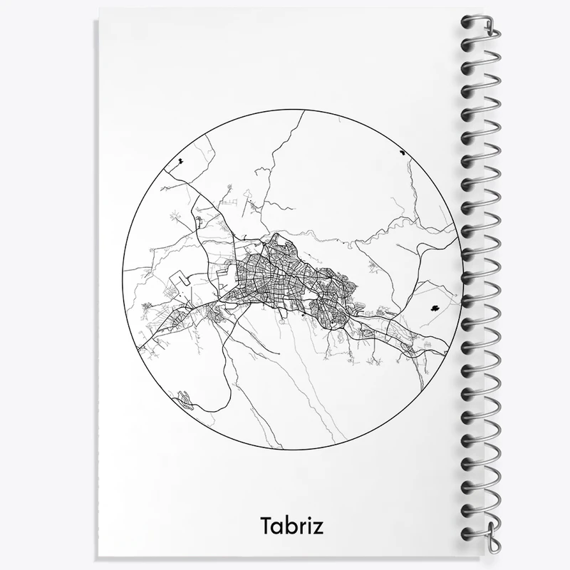 دفتر ژورنال نویسی 50 برگ خندالو مدل نقطه ای طرح نقشه شهر تبریز کد F1708