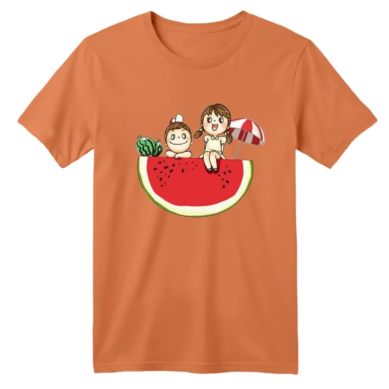 تی شرت آستین کوتاه بچگانه مدل بچه ها و هندوانه یلدایی کد 1