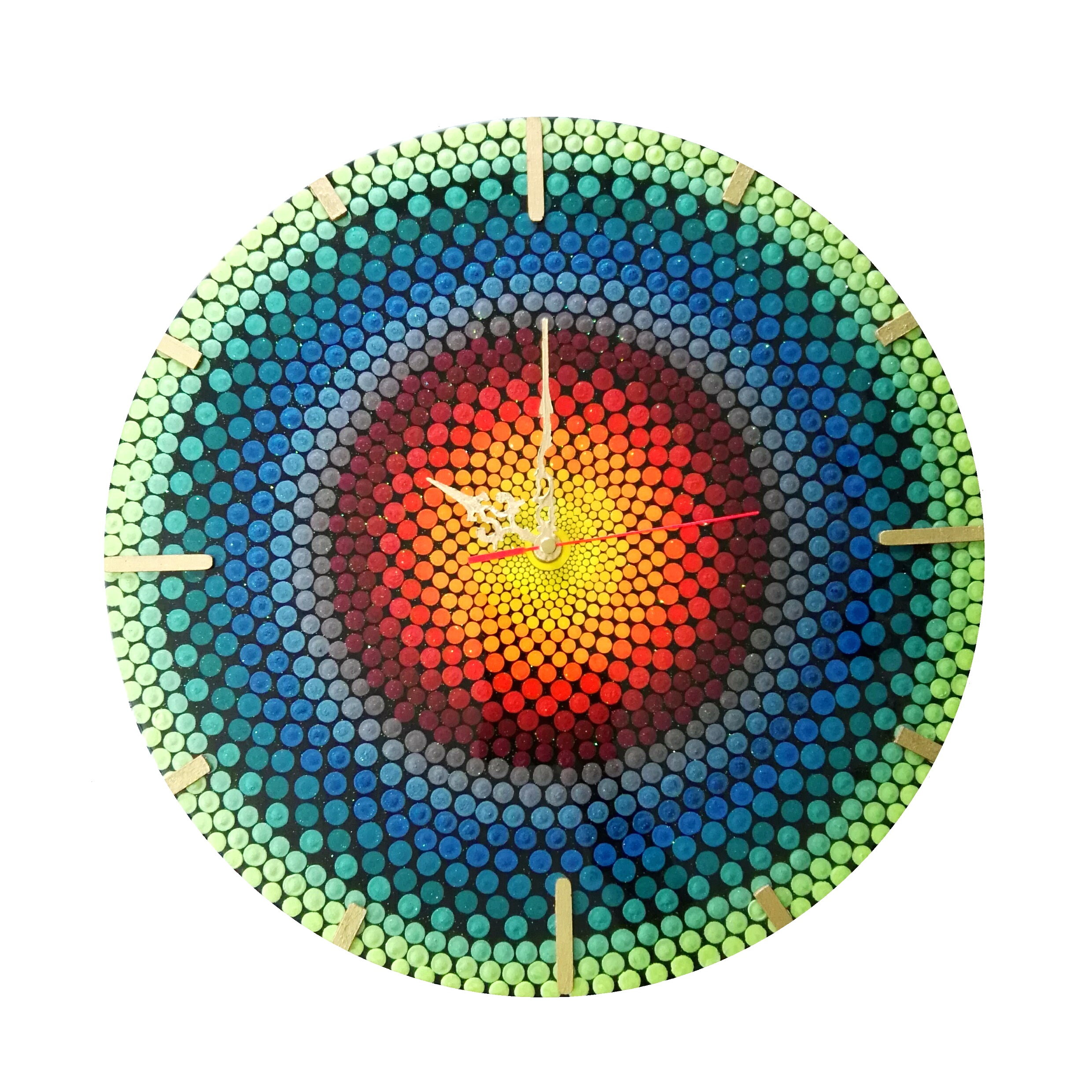 ساعت مدل نقطه کوبی طرح چرخه رنگها