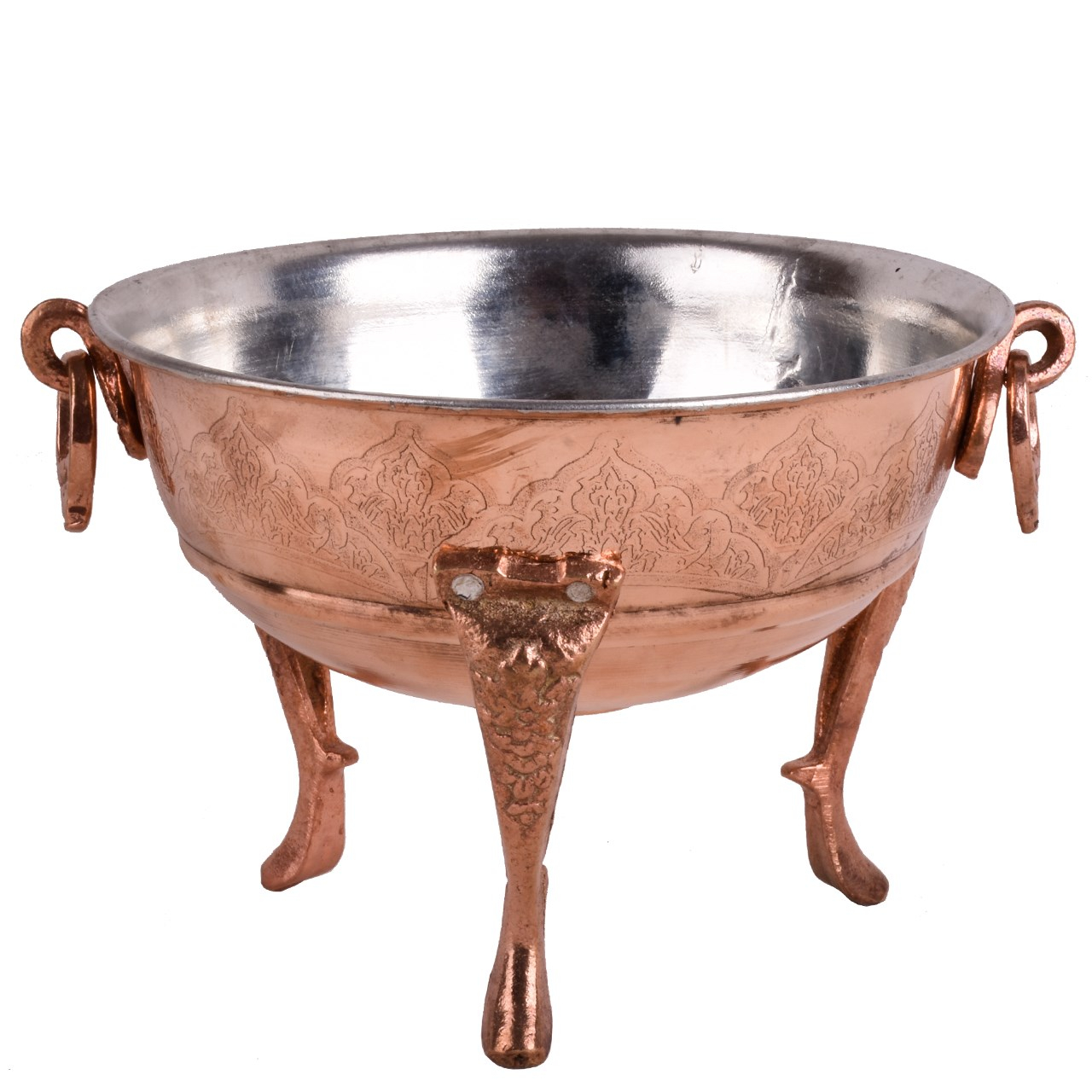 ظرف پذیرایی مسی سنونی مدل قاب اسلیمی حکاکی ساده 00-30