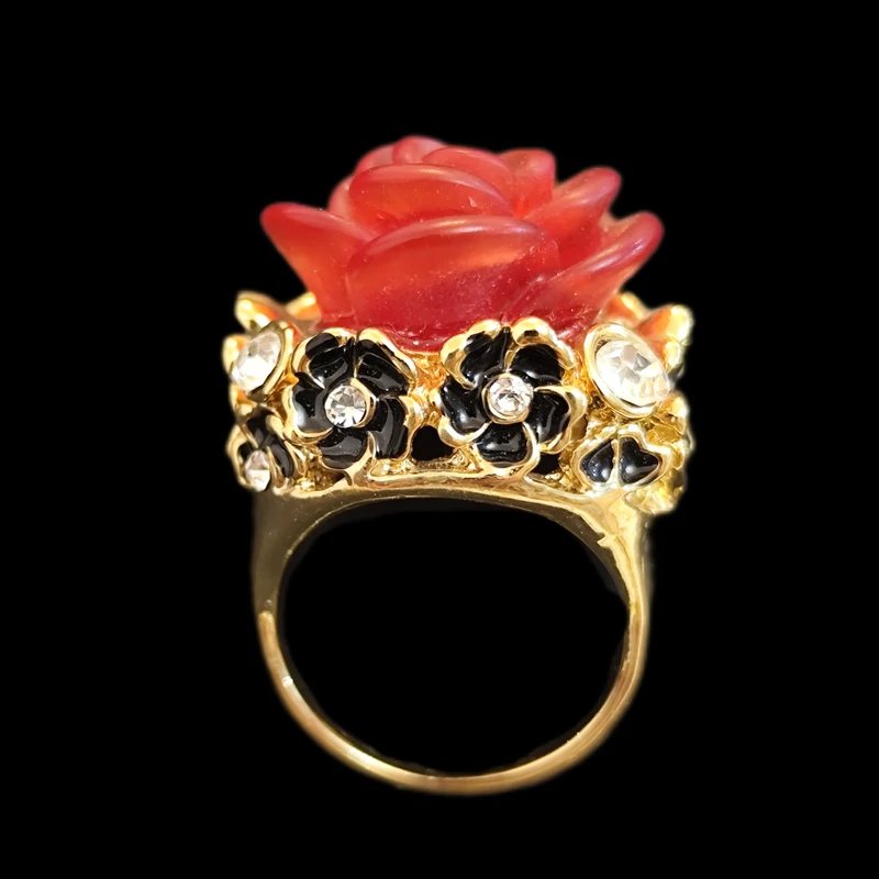 انگشتر زنانه مدل گل رز نگینی