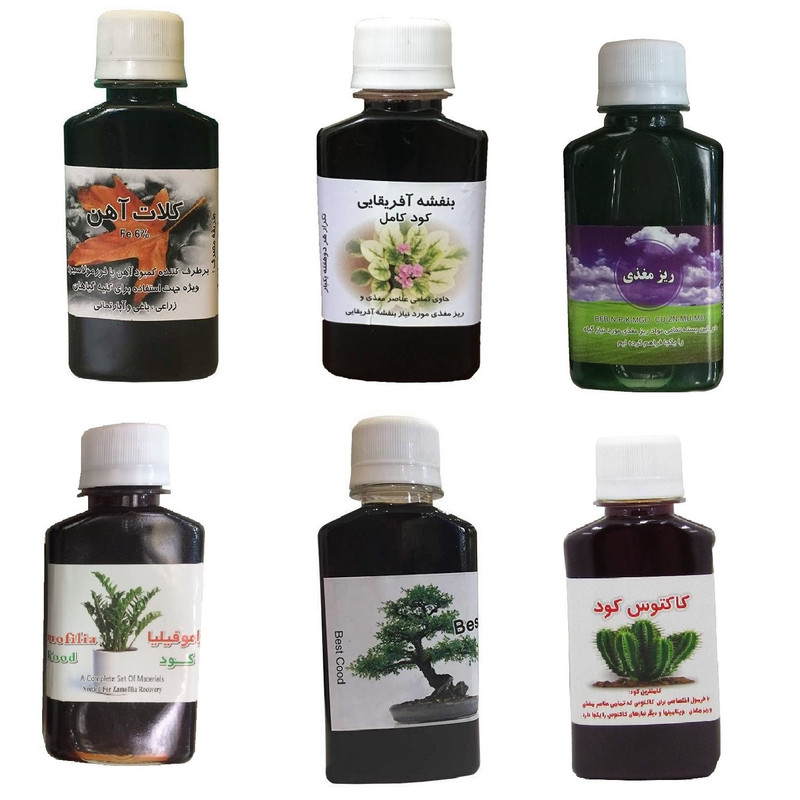 کود مایع کلات آهن و بنفشه آفریقایی و ریز مغذی و زاموفیلیا و بن سای و کاکتوس مدل life drop حجم 120 میلی لیتر