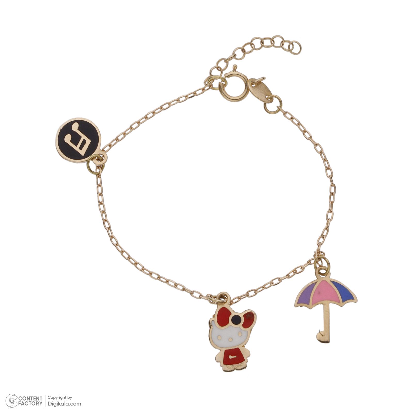دستبند طلا 18 عیار دخترانه مایا ماهک مدل MB1646 طرح کیتی و چتر و نت موسیقی -  - 2