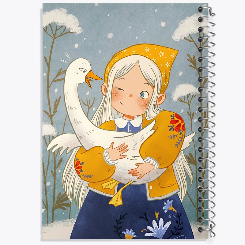 دفتر مشق 50 برگ خندالو طرح دختر و غاز کد F7654